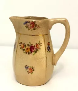 Jarra de crema vintage Mikori Ware ""Bronceado floral hecha en Japón - Imagen 1 de 7