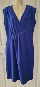 Cobalt blue faux wrap dress with zip detail, size 12 - Picture 1 of 12