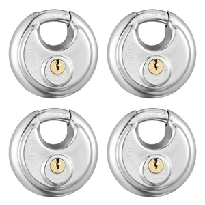 Keyed Alike Discus Padlocks,Stainless Steel Disc Padlock with Key  Storage Unit - Picture 1 of 6