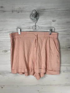 Como Vintage Shorts Womens XL Pink Linen Blend Elastic Waist Drawstring Pockets - Foto 1 di 10