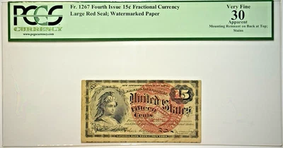 1869-1875 Fr. 1267 15¢ Fourth Issue Fractional Currency - PCGS Currency VF 30 - Image 1 of 4
