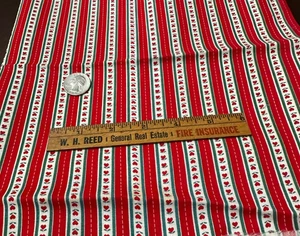 VINTAGE HEARTS AND STRIPES COUNTRY CLASSICS COTTON FABRIC BY AMERITEK - Picture 1 of 4