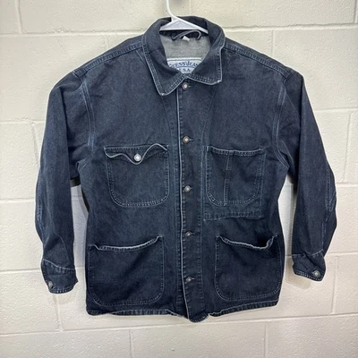 VTG Guess Jeans Chore Jacket Mens Large Denim USA Yard Black Wash 90s Workwear - Image 1 of 4