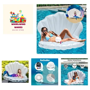 Inflatable Seashell Pool Float and 12 Diving Gems, Pool Floats, Mermaid Float... - Picture 1 of 9