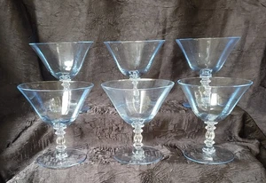 6 Cambridge Caprice Moonlight Gläser Champagner Sherbet Gläser Vintage  - Bild 1 von 4