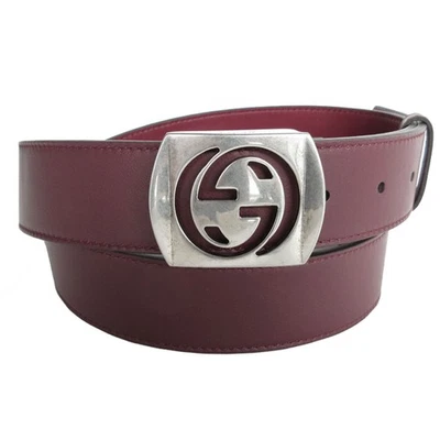 Cintura Gucci originale bordeaux/argento pelle/metallo s0653a - Immagine 1 di 4