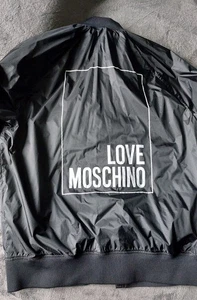 LOVE MOSCHINO RAIN JACKET WINBREAKER BLACK SIZE 42 - Picture 1 of 5