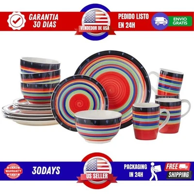 BrylaneHome 16 Piece Casa Stella Dinnerware Set - Red - Image 1 of 4