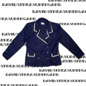 Vintage Kleid Savvy New York Damengröße 6P marineblau gold Matrosenblazer hergestellt in den USA - Bild 1 von 6