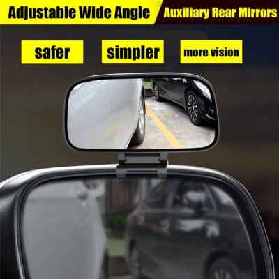 Black Adjustable Wide Angle Parking Auxiliary Blind Spot Mirror Side Rear Mirror - Image 1 of 4