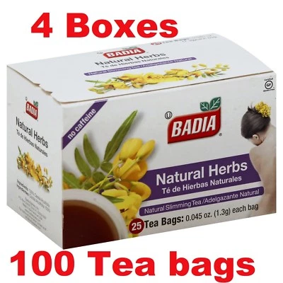 Badia-Hierbas Naturales Adelgazante/Delgado Té Perder Peso Desintoxicación (4 Paquetes) 100 Bolsas de Té Foto 1 de 4