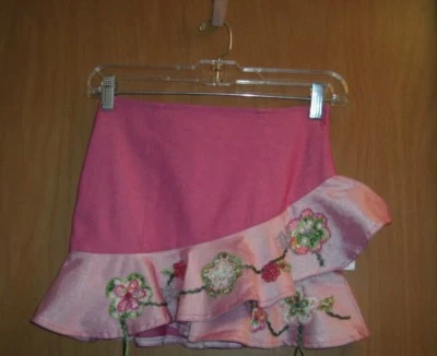 Falda labial rosa adornada con cuentas bordada lentejuelas en capas Foto 1 de 3