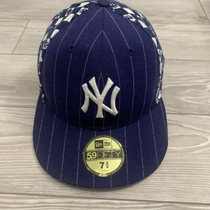 New York Yankees Vintage Blue Pin Striped New Era 59 FIFTY Hat (Size: 7 5/8) - Picture 1 of 10