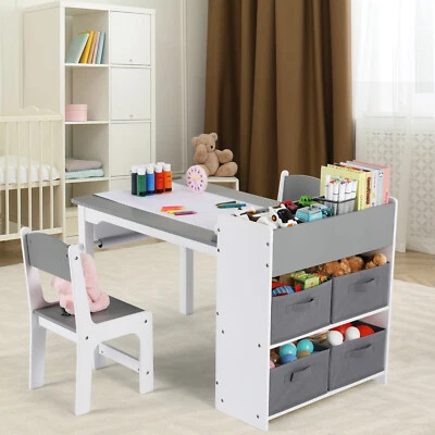 Children's Table with 2 Chairs Children's Seating Wooden MDF Table Group with Storage - Image 1 of 4