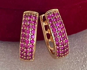 Luxus Ohrringe Creolen Zirkonia Kristalle 750er Rolled Gold 18K vergoldet Damen - Bild 1 von 9