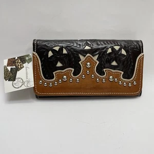 American West Wallet Embossed Studded Country Western Cowgirl Southwestern - Picture 1 of 19