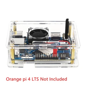 Acrylic Transparent Protective Case With Heat Cooling Fan for Orange pi 4 LTS - Photo 1/8
