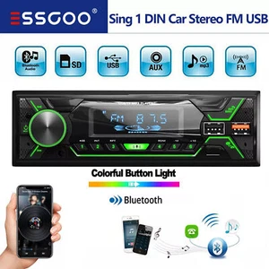 Single 1 Din Car Stereo Radio Bluetooth In-dash MP3 Player Head Unit FM USB/AUX - Picture 1 of 13