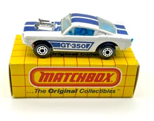 Matchbox MB23 Ford GT 350 Mustang GT White Blue Stripes Mint Hong Kong Base - Picture 1 of 6