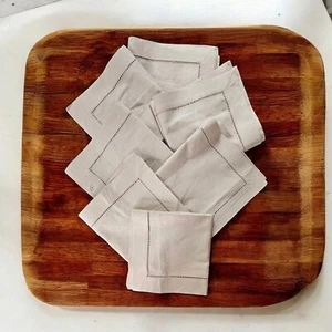 SET OF 7 Fieldcrest Luxury Linen Blend Tan Dinner Napkins 19”x19” Holiday - Picture 1 of 7