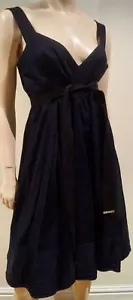 BURBERRY Abendkleid Midnight Navy Blau Baumwolle V-Ausschnitt Empire Taille Ärmellos - Bild 1 von 8
