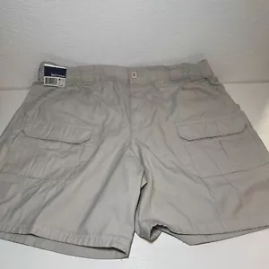 NWT Basic Editions Shorts Men Large Beige Cargo Pockets Outdoor Gorpcore Elastic - Picture 1 of 10
