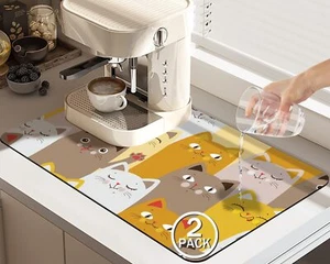 2 Pack Dish Drying Mat Drying Mat for Kitchen Counter Coffee Mat Coffee Maker... - Picture 1 of 6