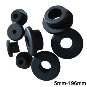 5mm-196mm Silikon Gummi Durchgangs Tülle Kabeltüllen Kabeldurchführung Schwarz - Picture 1 of 8