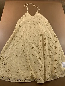 ASOS Design Womens Size 8 Oversized Fit Beige Broderie Sleeveless Maxi Dress NWT - Picture 1 of 9