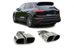 Tubos de escape silenciador puntas para Porsche Cayenne 92A Facelift 14-17 Turbo Look - Imagen 1 de 12