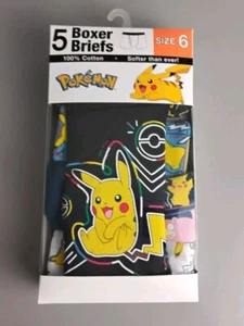 NEW Handcraft 5 Pack Boys Boxer Briefs with Pokemon 100% Cotton Size 6 - Picture 1 of 3