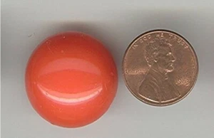 8 VINTAGE CORAL ORANGE ACRYLIC 24mm. ROUND SMOOTH CABOCHONS Z190 - Picture 1 of 1
