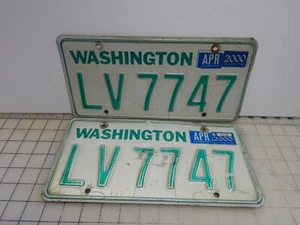 Pair Vintage Washington State License Plate  2000 Tabs , two letter 1980's green - Picture 1 of 13