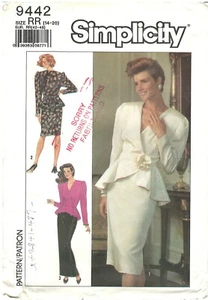 1989 Simplicity 9442 Misses Petite 2 piece Dress in 2 lengths size RR 14-20 - Picture 1 of 3