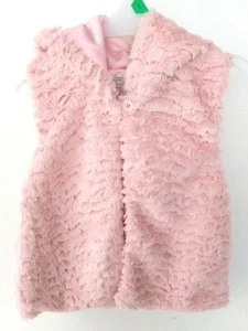 Wonder Nation Hooded Pink/Blush Faux Fur Vest One Button Girls NEW 5t - Picture 1 of 4