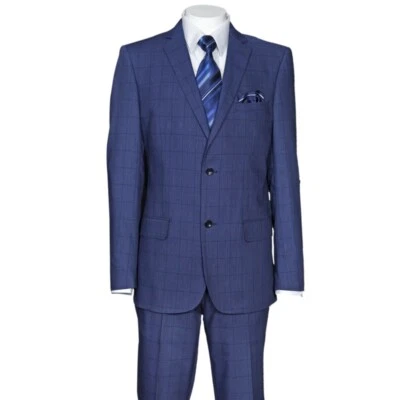 Men's 2 Piece Luxurious Slim Fit Suit Check Design Two Button Two Side Vents  - Image 1 of 4