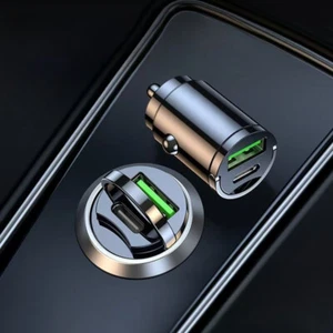Car Cigarette Lighter 2-Port Adapter USB + C Type 100W QC3.0 for Android iPhone - Foto 1 di 9