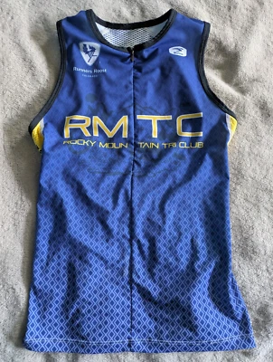 Camiseta deportiva de ciclismo SUGOI Rocky Mountain Tri Club sin mangas para hombre S azul triatlón Foto 1 de 3