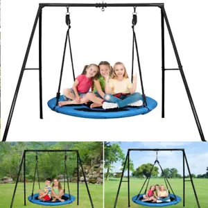 440lbs Metal Swing Set Saucer Swing Heavy Duty Kids Playset for Outdoor Backyard - Picture 1 of 13