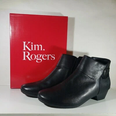 Kim Rogers Rorie Womens Size 11M Shoes Black Zip Up Faux Leather Ankle Boots - Image 1 of 4