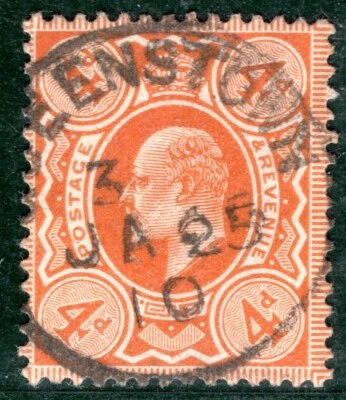 GB KEVII Stamp SG.239 4d Brown-Orange CDS 1910 Used Cat £140+100%=£280 GRED116 - Image 1 of 4