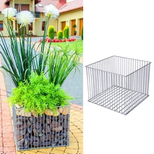 Garden Gabion Stones Pot Planter Square Bed Rock Basket Galvanised Steel Futura - Picture 1 of 10