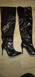 Sexy High Heel Lack Overknee Stiefel - Bild 1 von 5