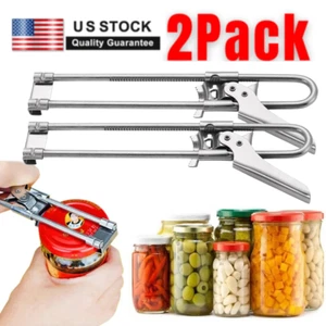 2 Adjustable Multifunctional Stainless Steel Can Opener Jar Lid Gripper Kitchen - Picture 1 of 23