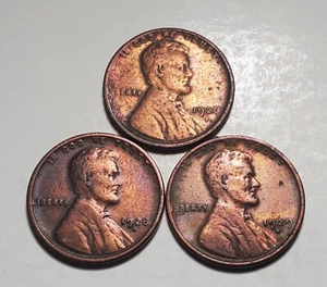 1926 D 1928 D 1929 D LINCOLN WHEAT PENNY 3 COIN SET CLEANED #C7865 - Picture 1 of 2