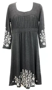 STETSON Sx M Western Charcoal Gray Embroidered Rayon Midi Womens Dress - Picture 1 of 8