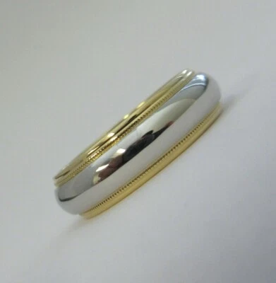 TIFFANY & Co. Alianza de boda de platino de oro amarillo de 18 quilates de 6 mm milgrain 8 Foto 1 de 4