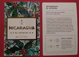 STARBUCKS TASTER CARD 2015 "๐ณ๐ฎ NICARAGUA ๐ณ๐ฎ " GREAT PRICE~ VHTF~ BRAND NEW - Picture 1 of 1