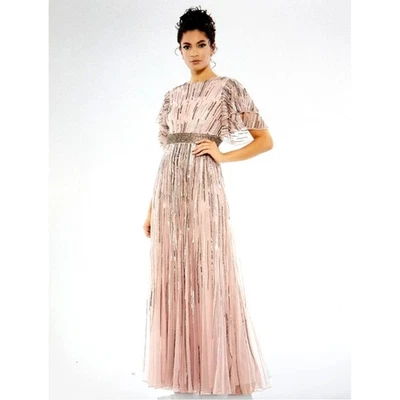 Mac Duggal Embellished Full Length Layered Sleeve Gown Vintage Rose 4 - Image 1 of 4