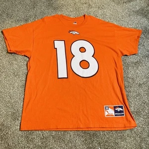 Denver Broncos Majestic Short Sleeve #18 Manning T Shirt Men's Size XL Orange - Picture 1 of 12